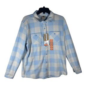 Zeroxposur Long Sleeve Fleece Button Up Women's Size Medium Blue Buffalo Plaid